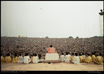 ELLIOTT LANDY (1942- ) A trio of photographs documenting the seminal Woodstock Festival titled The Spirit * Yoga in the Morning * Befor